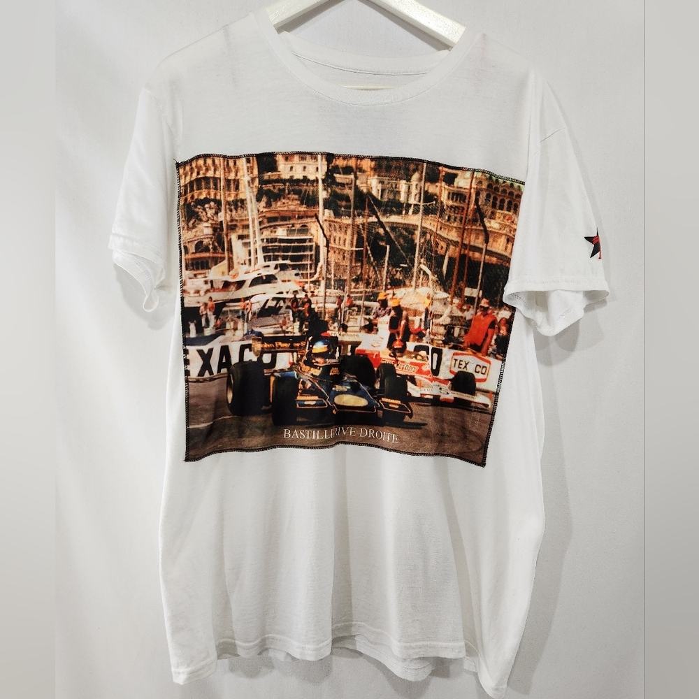Beautiful BASTILLE RIVE DROIT Formula 1 Monaco Grand Prix TShirt Made Italy Sz L